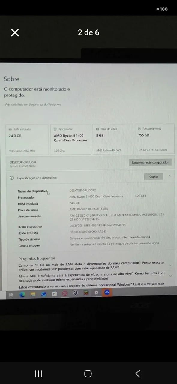 Vendo esse Pc com uma RX6600 aceito troca 