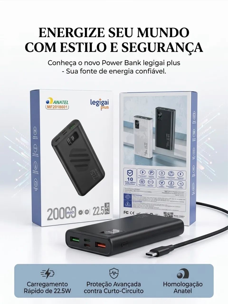 Power bank 20.000 carregamento rápido  - Foto 3