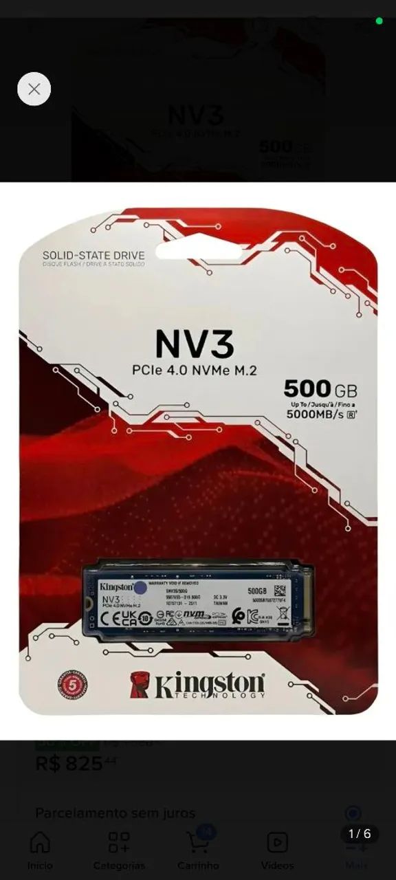 Vende-se SSD nvme 500gb