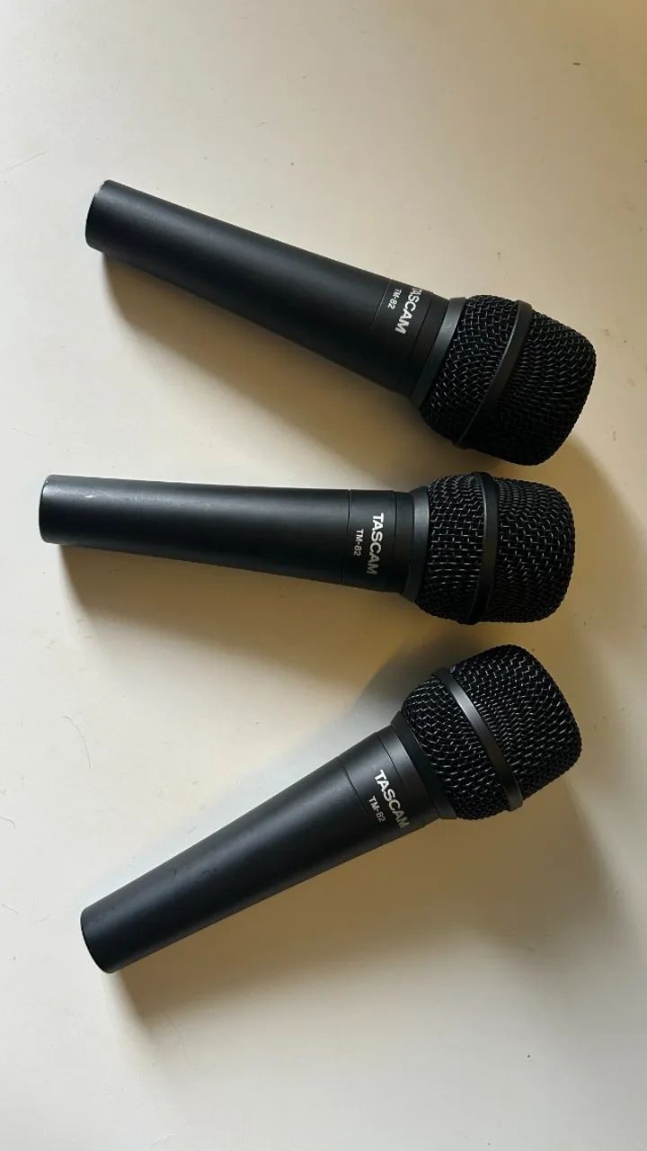 Kit 3 Microfones TASCAM TM-82 + 3 Cabos de 10m - Podcast - Foto 5