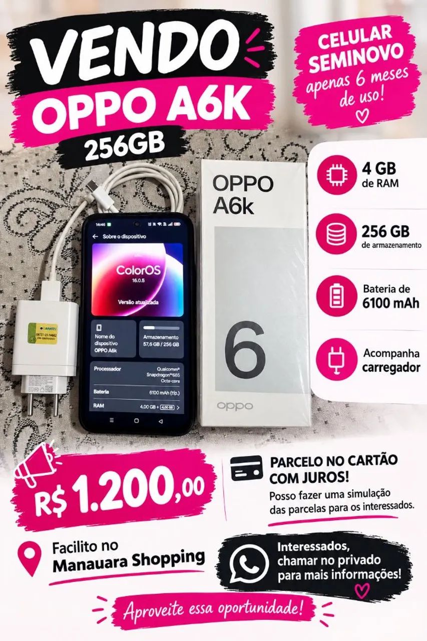 Celular a6k oppo