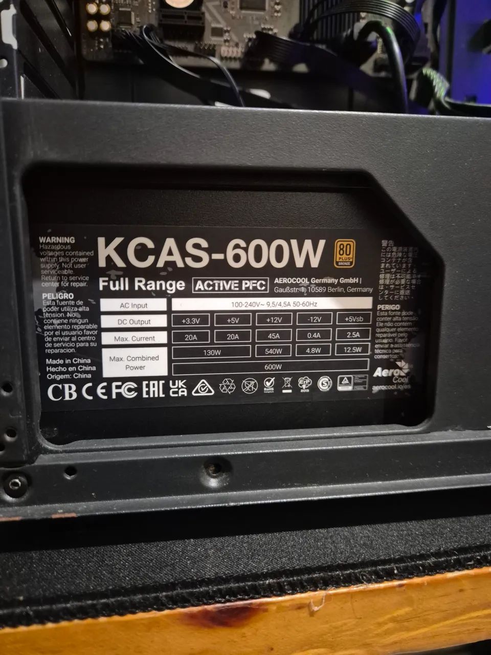 Fonte 600w kcas 80 plus 