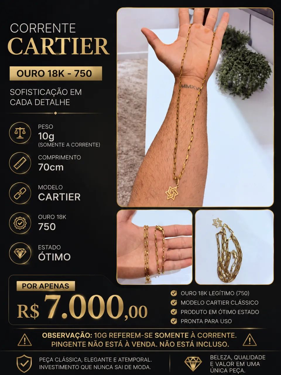 Corrente de ouro 10 gramas 
