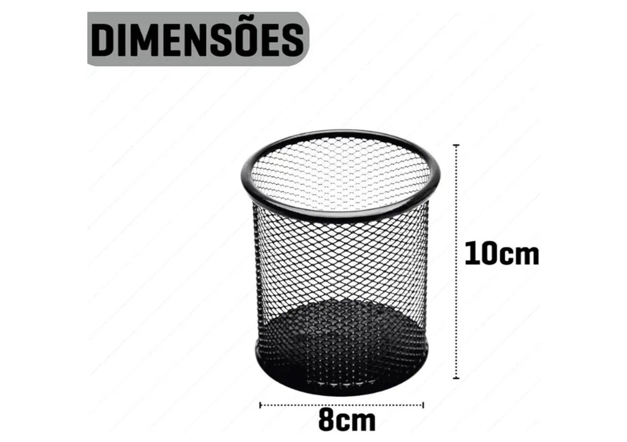 Porta caneta organizador para mesa de escritório, com 5 divisórias de metal aramado - Foto 4