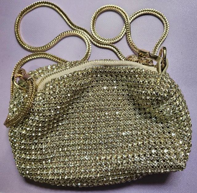 Bolsa de Festa Chenson Dourada com Strass