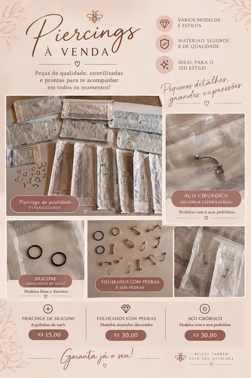 Vende-se piercings e joias