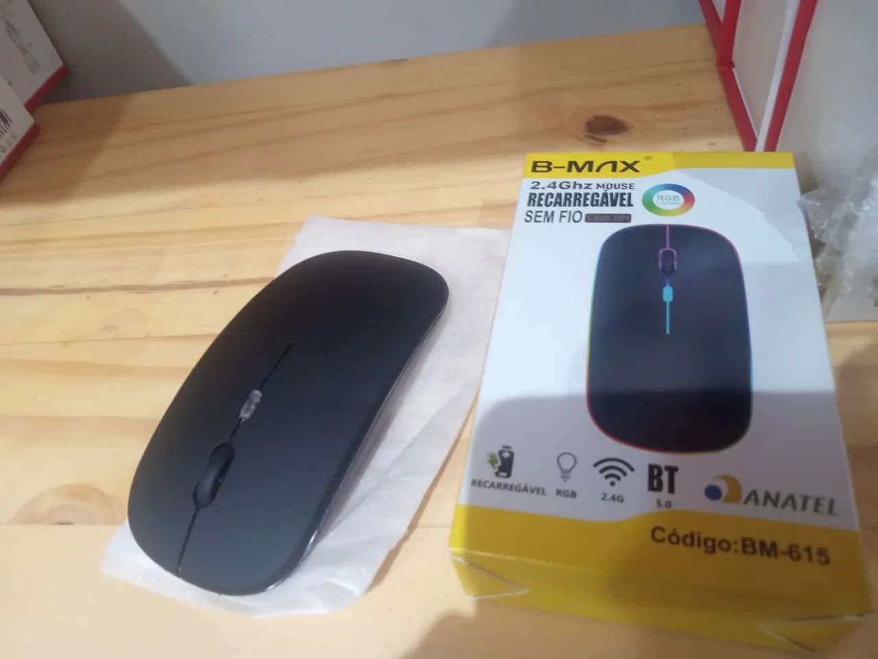 Mouse Sem Fio Recarregável Bmax/Peining BM-615 Bluetooth 2.4GHz Preto - Foto 5