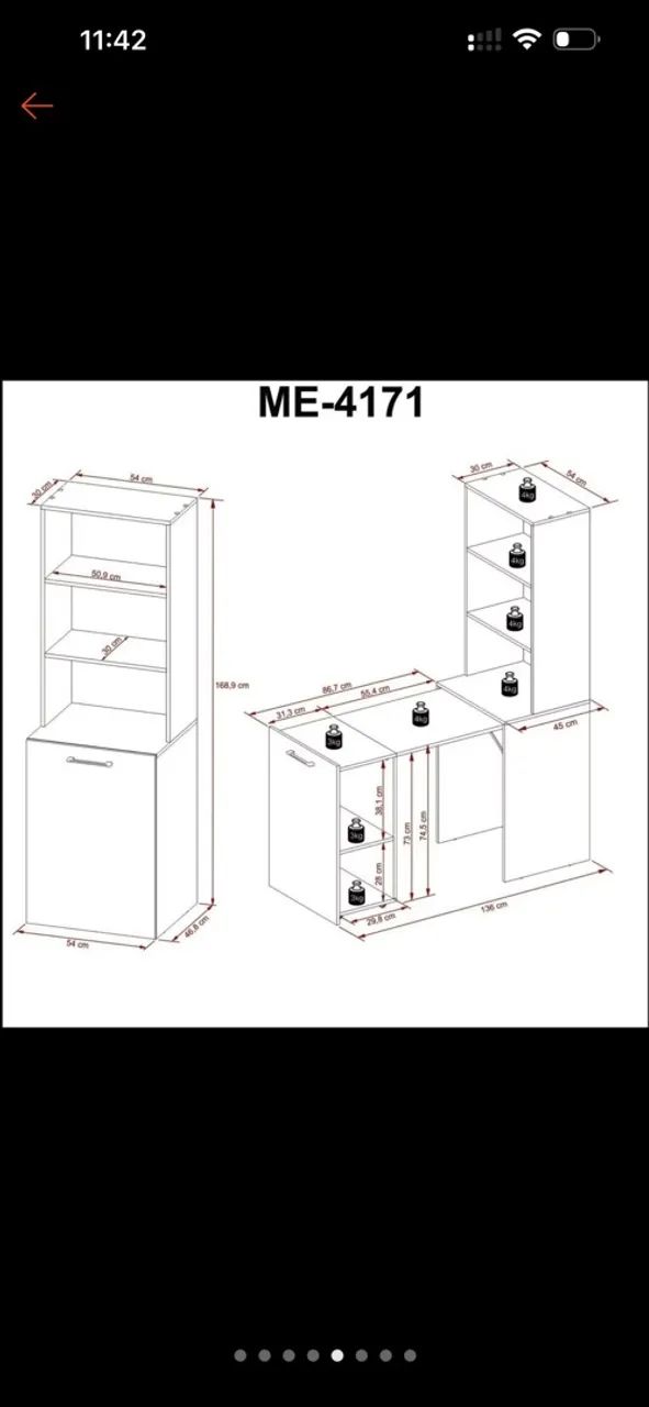 Armário com Mesa Retrátil - Marrom Amêndoa - Foto 2