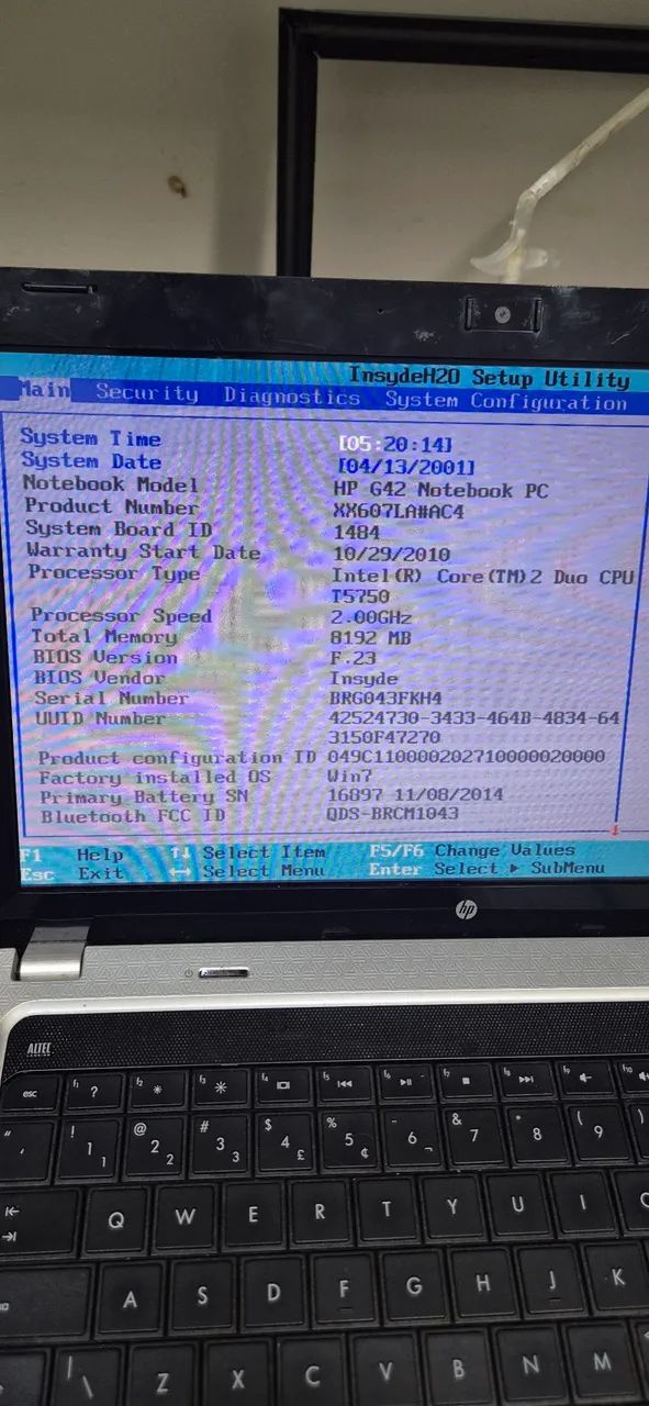 Notebook HP G42 8gb ddr3 Core duo 2.00ghz
