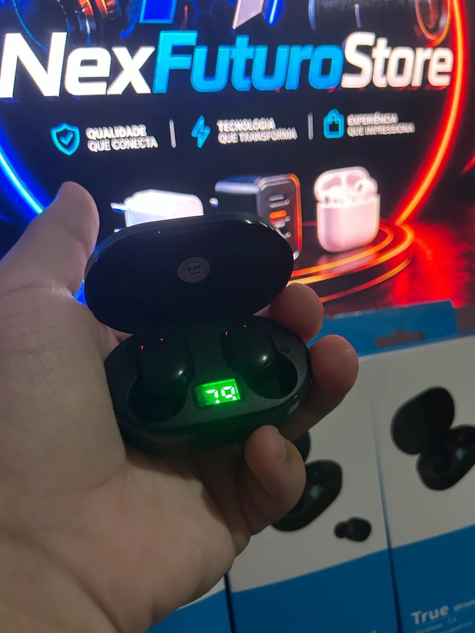FONE AIRDOTS TWS BLUETOOTH 5.4 COM VISOR DIGITAL DE BATERIA NOVO - Foto 4