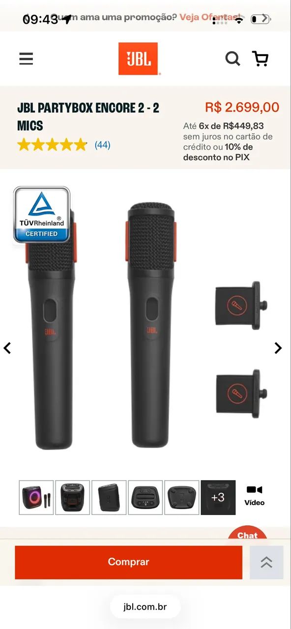 JBL Partybox encore 2 com 2 microfones  - Foto 4