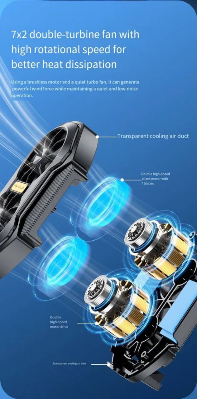 Ventilador portátil recarregável para smartphone cooler 2 velocidades - Foto 6