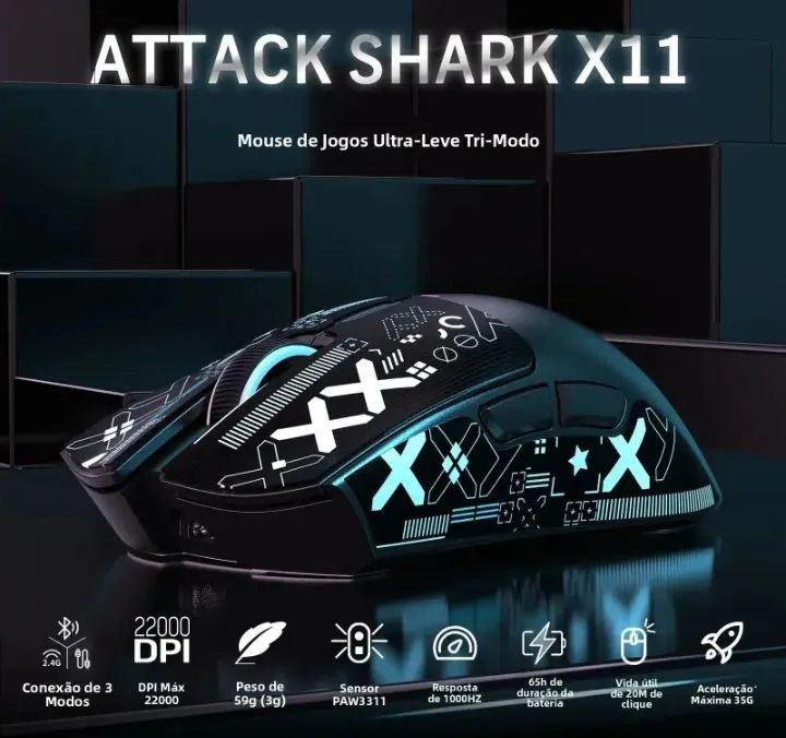 Mouse Gamer Attack Shark X11 Com Base De Carregamento  - Foto 2