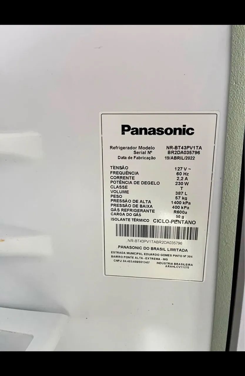 Geladeira Panasonic Frost Free 387L Inverter - Geladeiras e