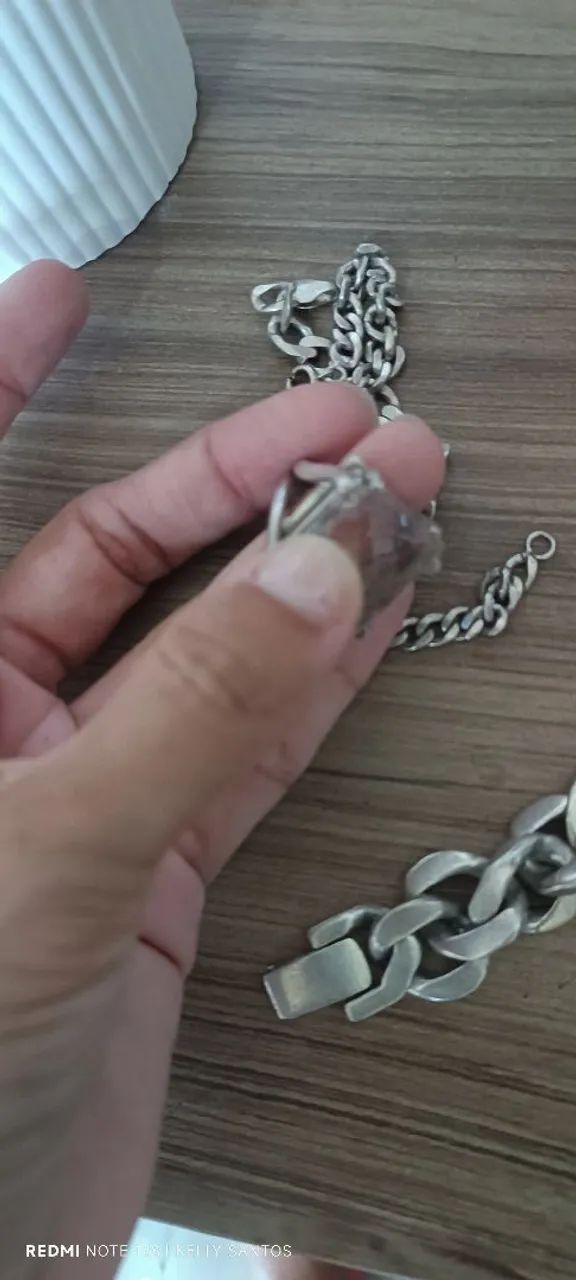 Anel em prata 925 com preta grande lindo - Foto 4