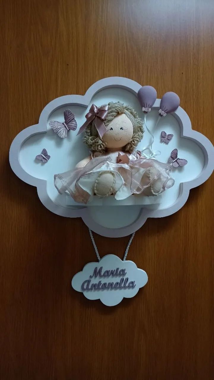Nuvem para porta da maternidade ideal para decorar quarto de bebê menina  - Foto 2