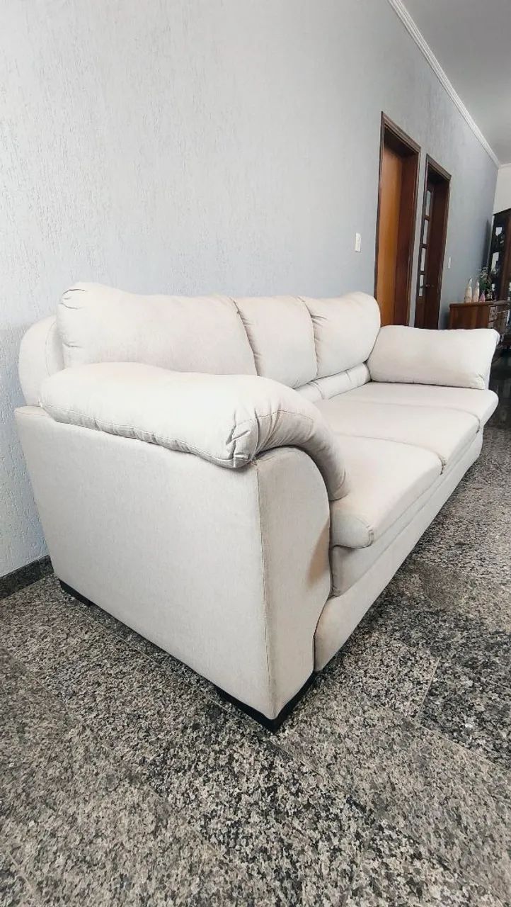 **Sofá 3 Lugares em Linho - 2,06m - Excelente Estado**<br> - Foto 3
