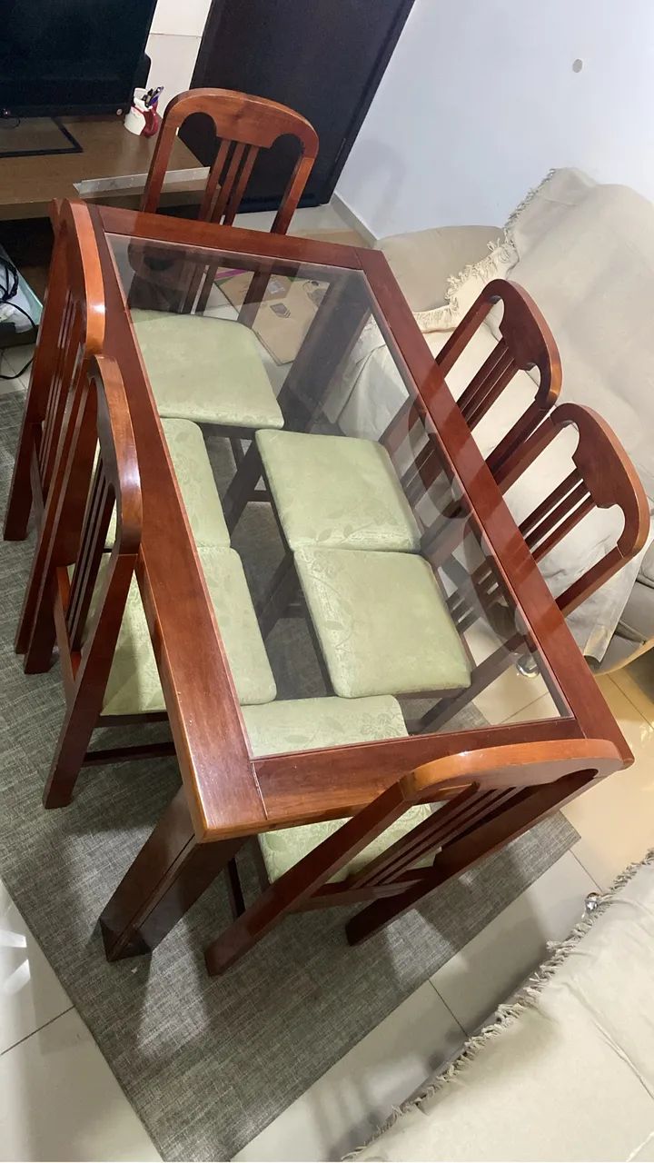Mesa de jantar 6 cadeiras + Mesa de centro - Padrão mogno - Foto 4