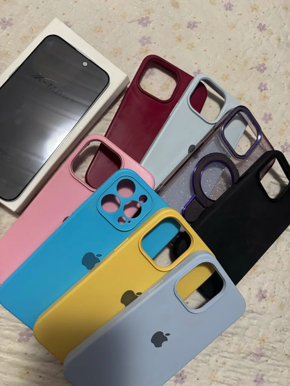KIT COM 8 CAPINHAS PARA IPHONE 14 PRO MAX + 1 PELÍCULA DE PRIVACIDADE