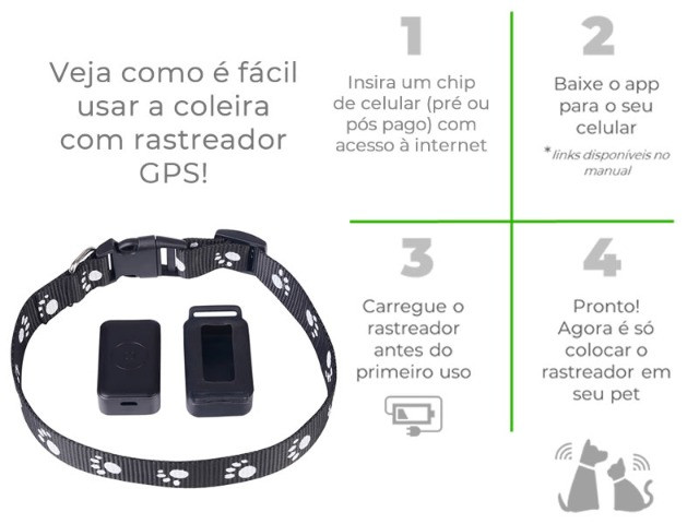 Coleira com Rastreador Gps Para Pets, Coleira E Suporte, Pronta Entrega - Foto 4