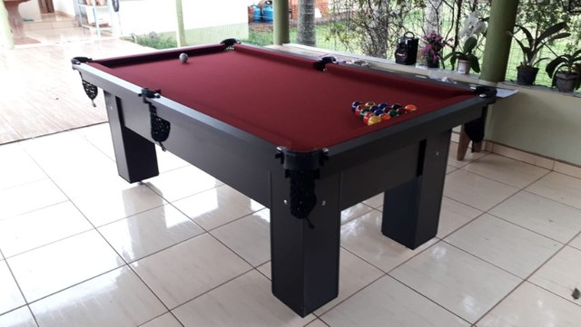 Mesa Charme de Bilhar e Jantar Tecido Vermelho Mod. 239MW6SY - Foto 2