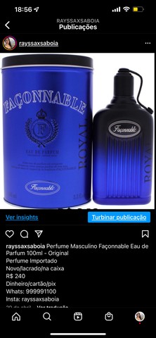 Perfume Masculino Façonnable Eau de Parfum 100ml - Original