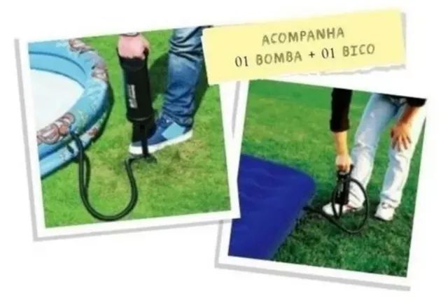Bomba Encher Inflar Colchão Boia Piscina Colete 30cm - Foto 4