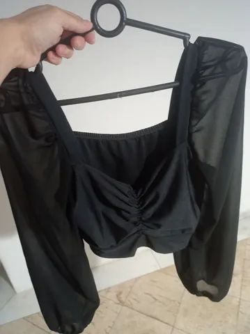 Croped com manga em tule - Foto 2