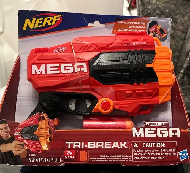 Nerf MEGA Tri-Break Preto - Laranja e Vermelho - Outros Jogos ao