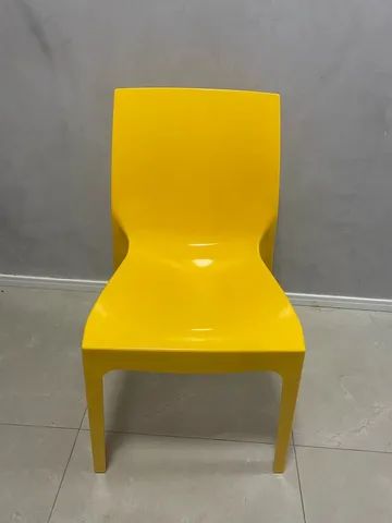4 Cadeiras Tramontina Alice Amarela em Polipropileno com Encosto