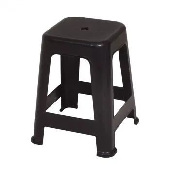 Kit Mesa Plástica Quadrada + 4 Banquetas Preta Suporta 120 Kg - Foto 4