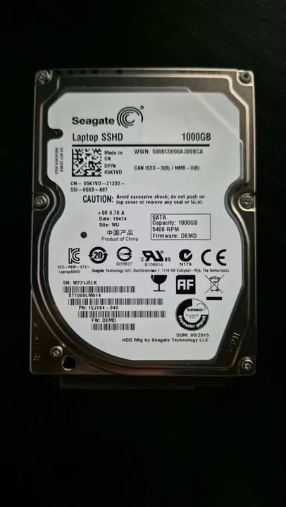 Sshd Hibrido Sata Seagate 1tb 5.4k 2.5 Para Notebook 05k1vd