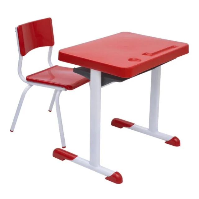 Kit Escolar Infantil Individual Mesa e Cadeira Vermelho 03 a 06 Anos Conforto 41090
