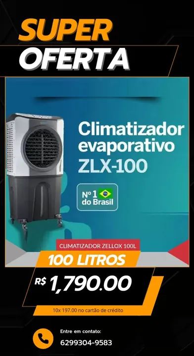 Climatizador Evaporativo ZLX-100 - 100 Litros