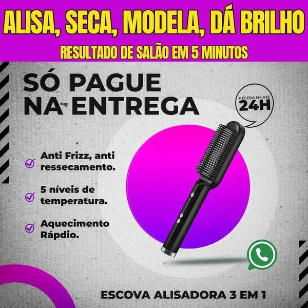 Escova alisadora 3 em 1- Alisa e Modela - Foto 3