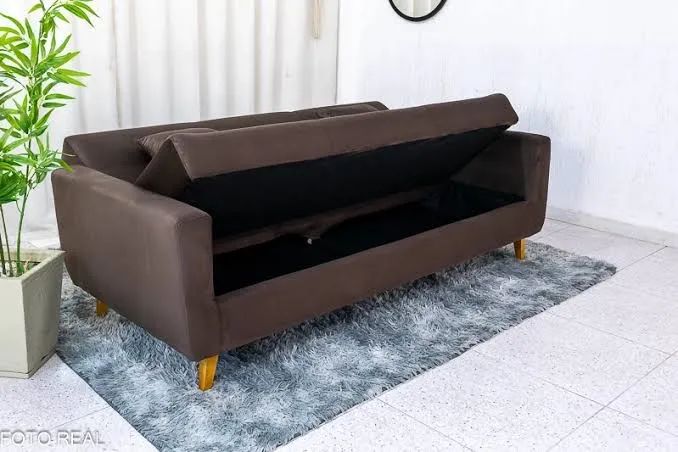 Sofá cama com baú marrom 2.07 cm / FRETE GRÁTIS  - Foto 3