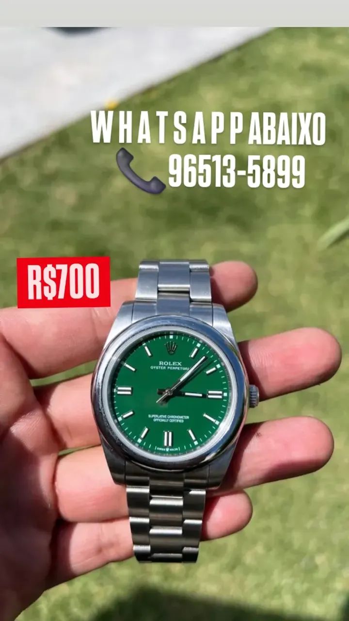Relógio ROLEX AUTOMÁTICO  - MODELO OYSTER PERPETUAL FUNDO VERDE 