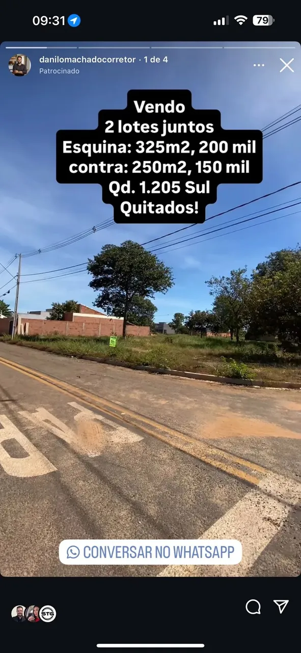 1205 sul ARSO 122 , 2 lotes juntos,sendo esquina e contra esquina, quitados