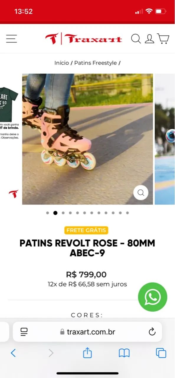 Patins Revolt Rose - 80mm ABEC-9 - Foto 4