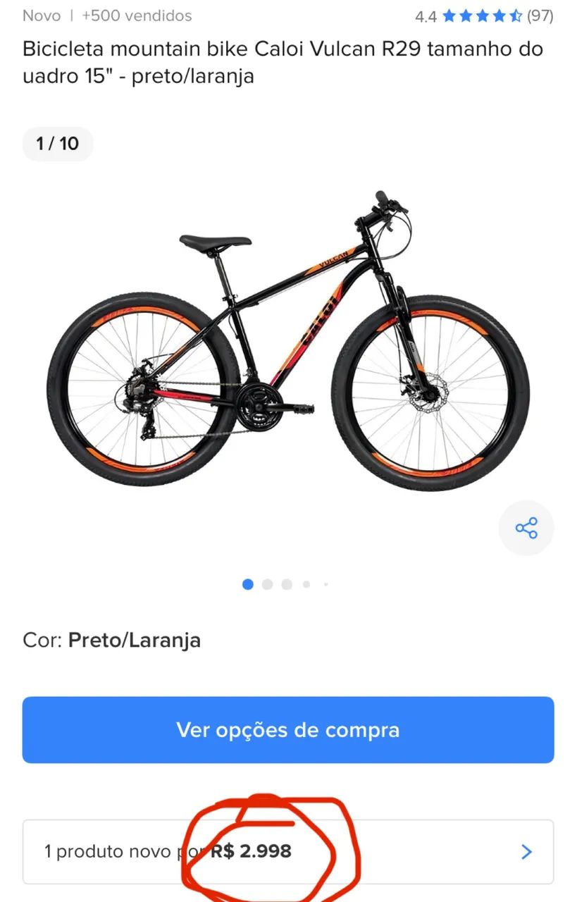 Bicicleta bike Caloi Vulcan R29 Ciclismo Santa Maria, Contagem