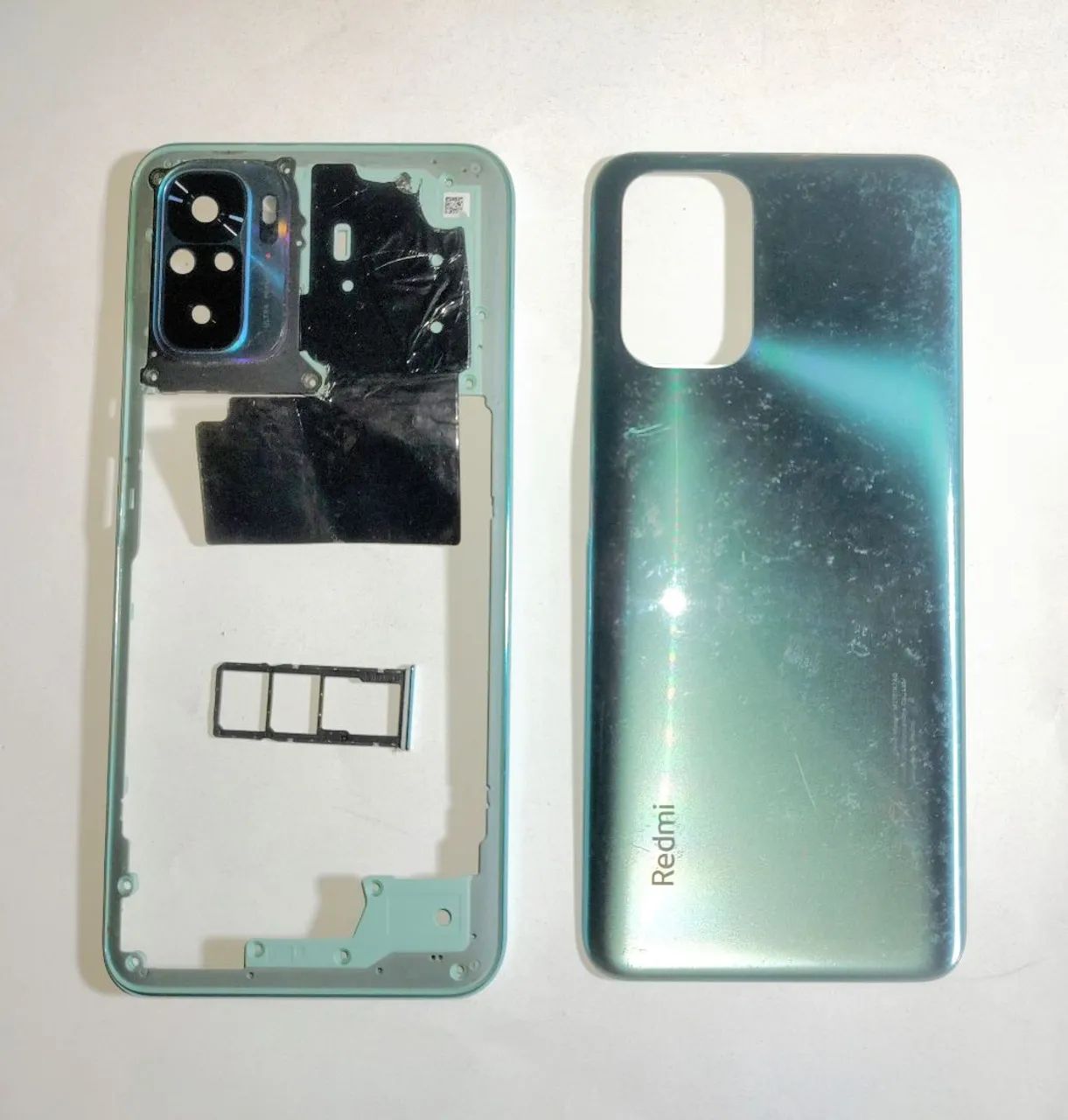 Traseira completa REDMI Note 10: Tampa + Lente + carcaça + gaveta chip + Capinha grossa - Foto 5