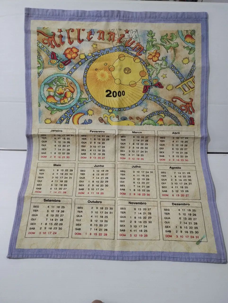 Pano de Prato Calendário Ano 2000 - Millenium (raro)