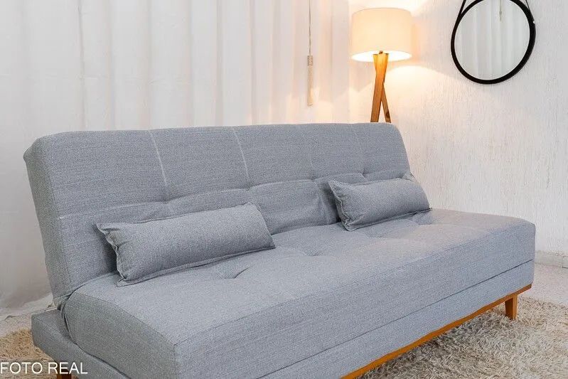 Sofá Cama Casal 180cm Linho Cinza Molas Bonnel Sofá 3 Lugares - Foto 3