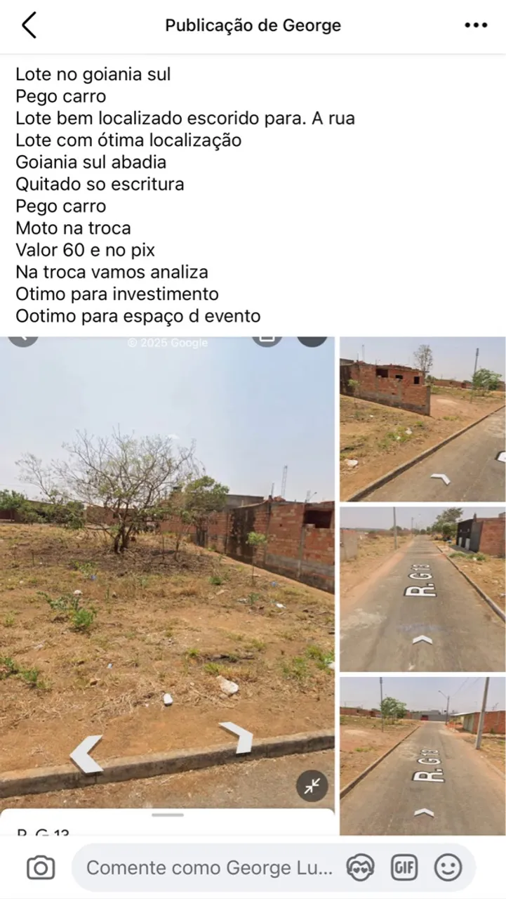 Lote quitadim goiania sul abadia venda urgente