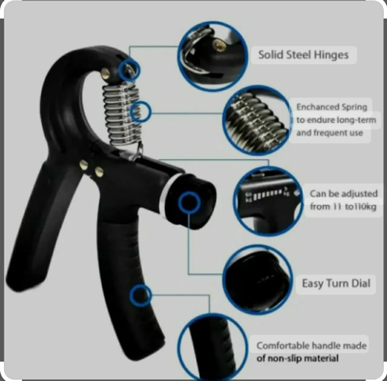 Fortalecedor mãos e antebraços handgrip ajustável de 05 Kg a 60 Kg<br>