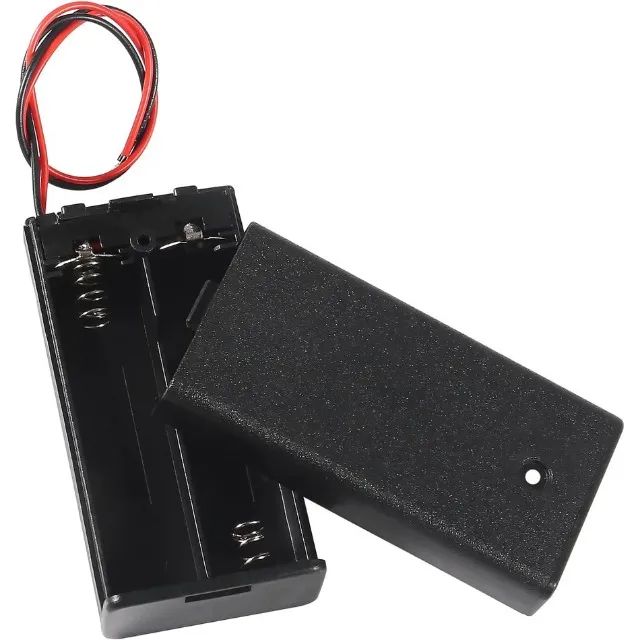 Kit 2x Suporte Porta 2 Pilhas Aa Com Tampa E Chave Liga/desliga - Foto 2