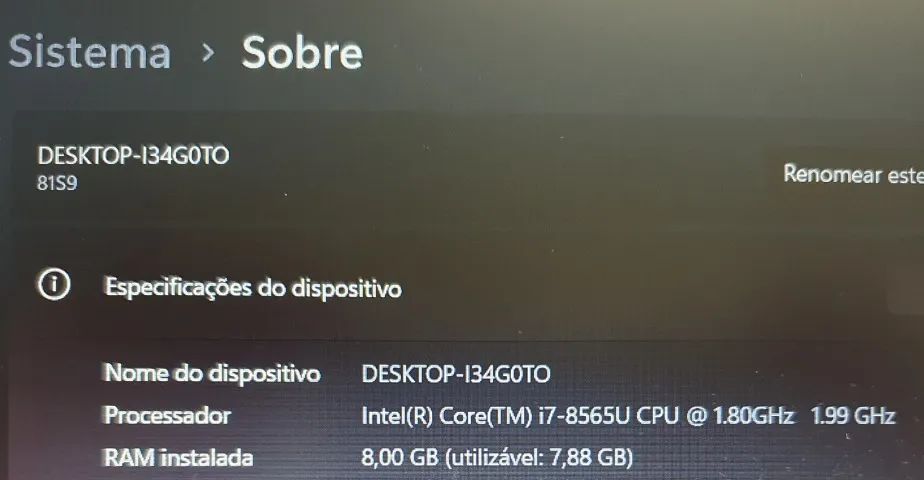 Lenovo i7 PV Geforce 8gb Ssd 256gb 3 meses Garantia - Foto 4