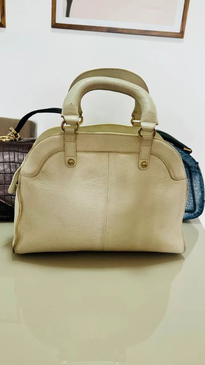 Bolsa Jorge Bischoff Couro Mão Bege - Foto 5