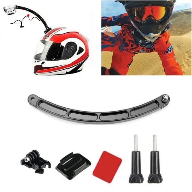 Suporte Braço Extensor Haste Capacete Curvo Para Câmera de ação GoPro Sjcam
