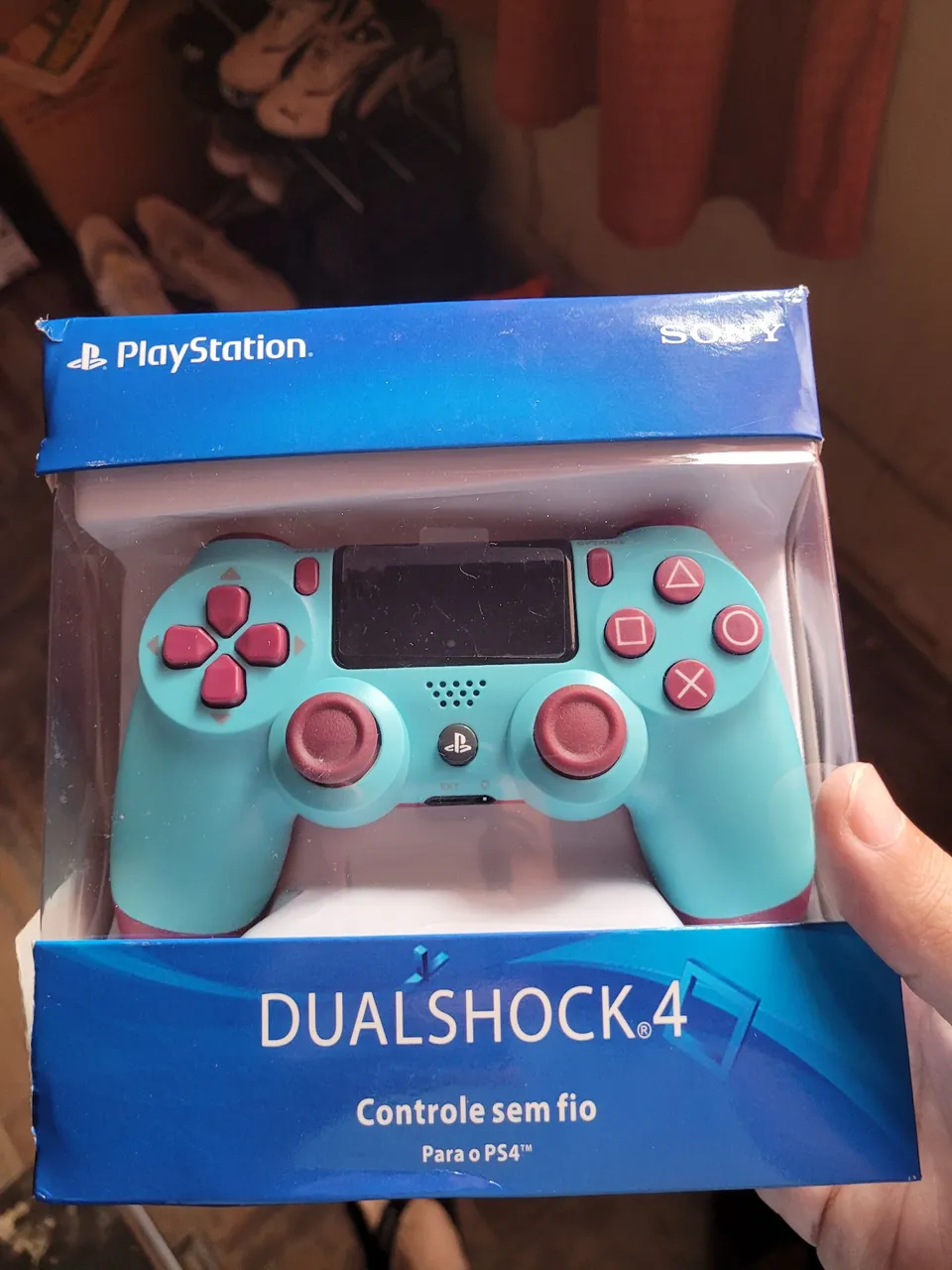 Controle DualShock 4 PS4 - Novo - Azul e Rosa